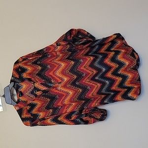 Vivid fall colored sheer blouse